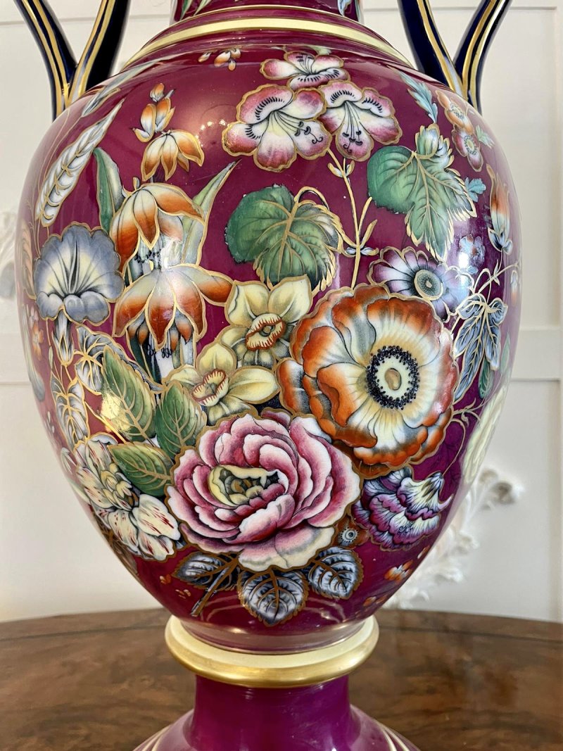 Exceptional Large Staffordshire Porcelaneous Twin Handled Vase - Image 5